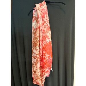 J. Francis Pink, Red, Orange, Tan & Cream‎ 100% Silk Scarf 71 x 19